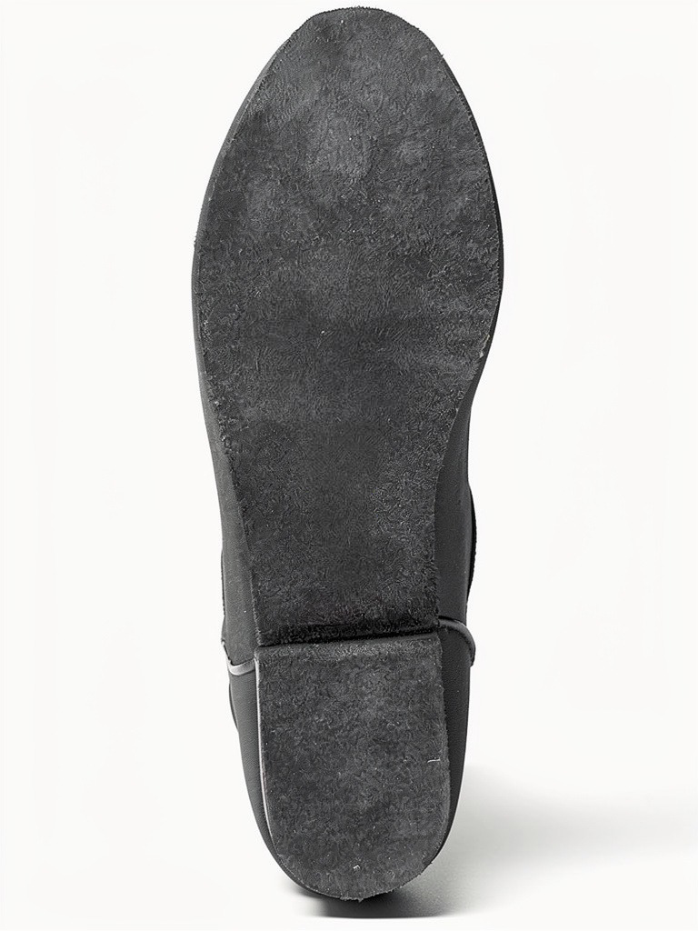 "Laraine" Black Leather Suede Sole