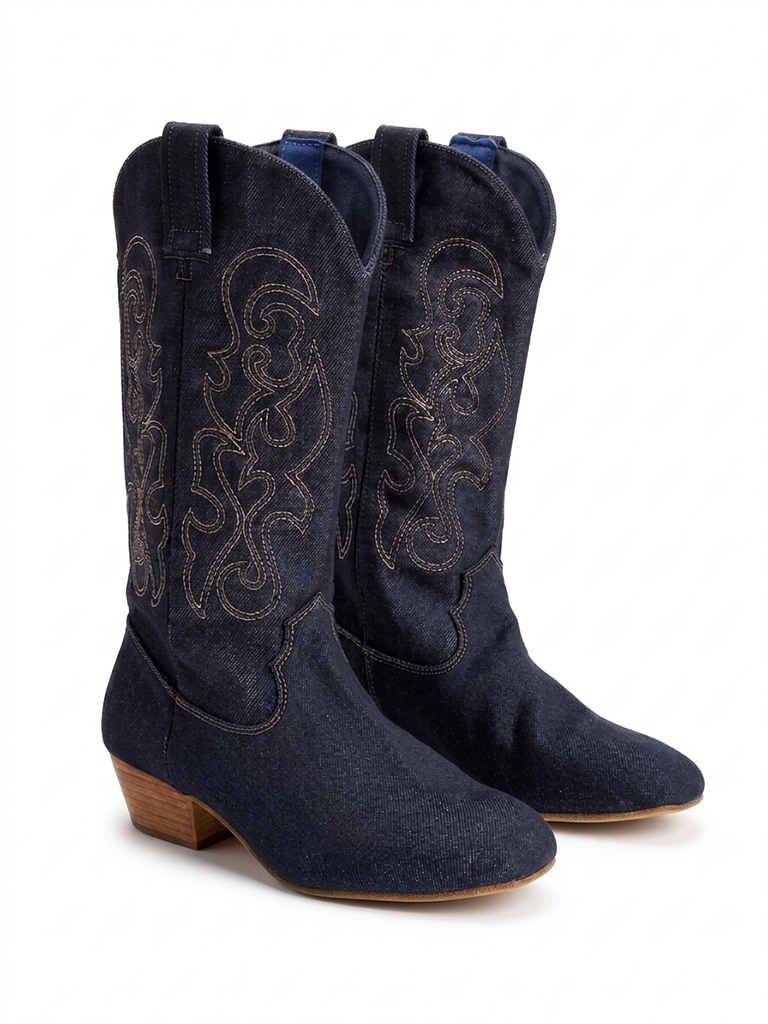 "Denise" Denim Blue Suede Sole