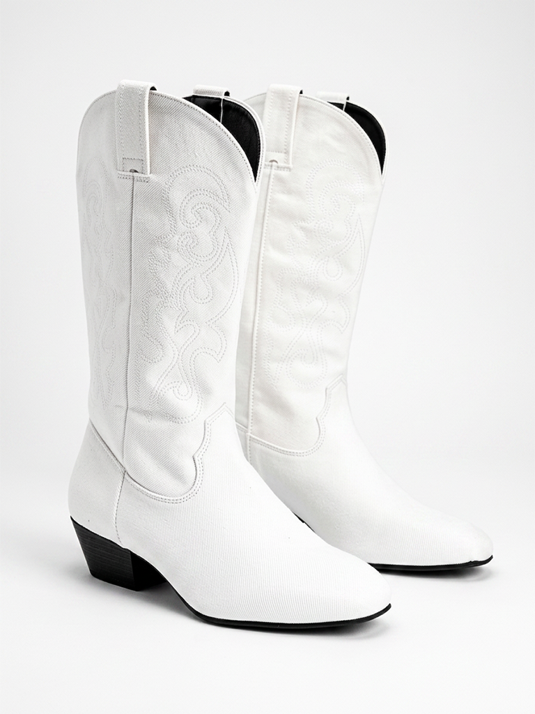 "Denise" Denim White Suede Sole