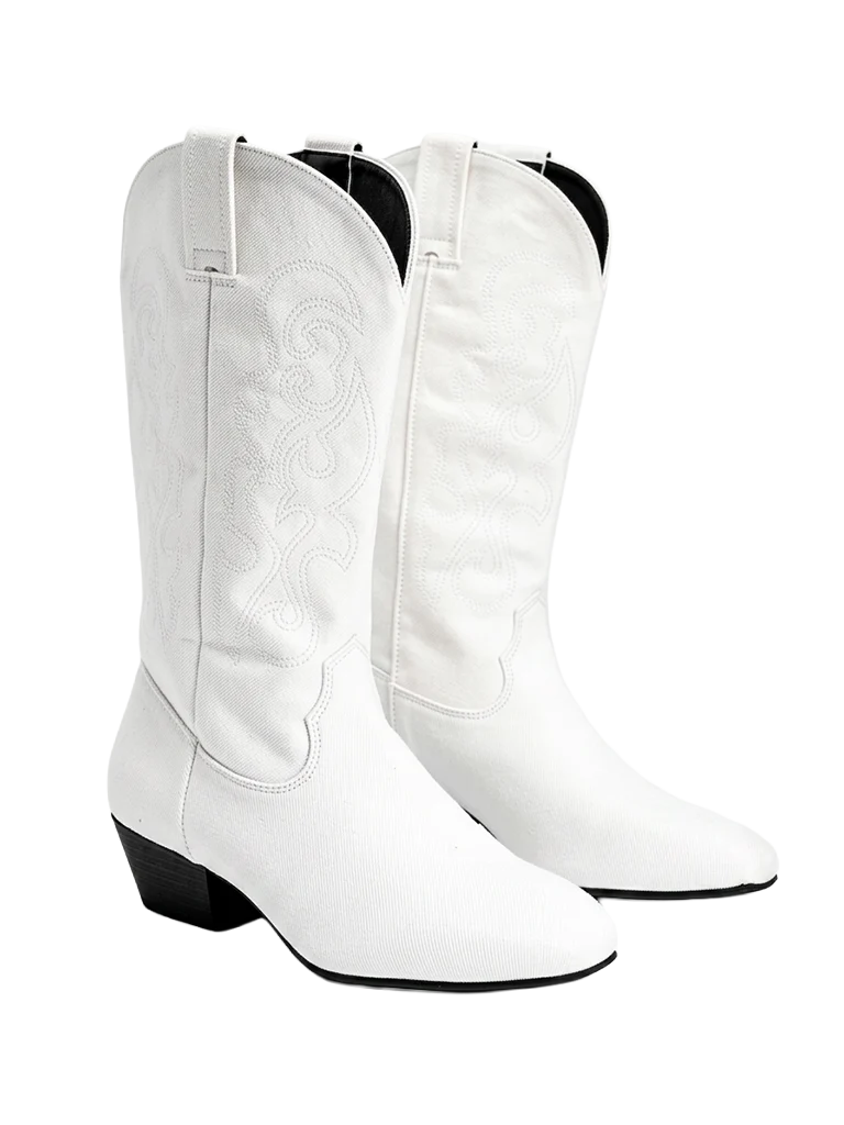 "Denise" Denim White Suede Sole
